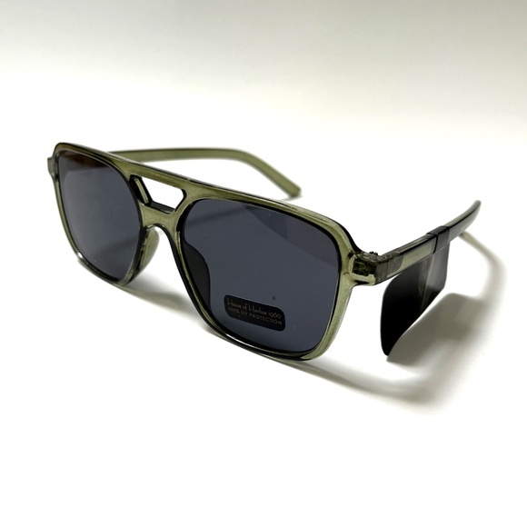 NWT Original HOUSE OF HARLOW Double Bridge Aviator Sunglasses Solid Acetate GREN - Picture 1 of 6